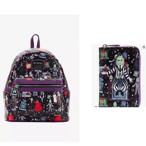 Loungefly - Bundle of Backpack and Wallet- Beetlejuice Icons